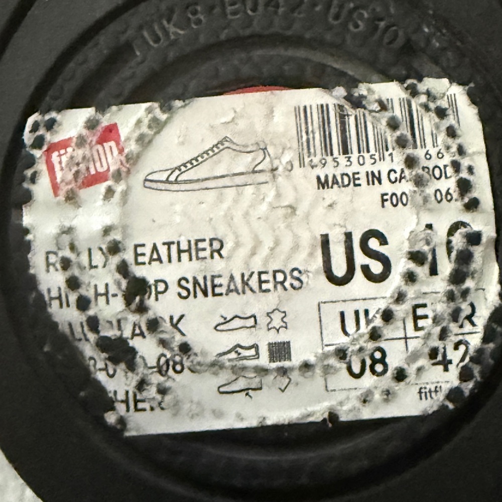 Fitflop Black Leather Rally Sneakers High Top Lace Up Side Zipper Women's Sz 10 - Picture 11 of 11